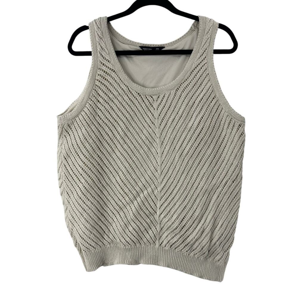 Simply VeraWang Shirt Woman‎ XXL Ivory Tank Crochet Cottage Festival Preowned